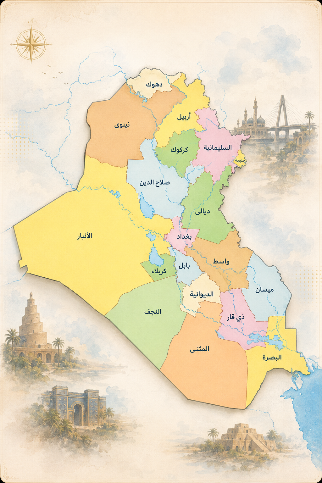 خريطة موقع العراق وحدوده