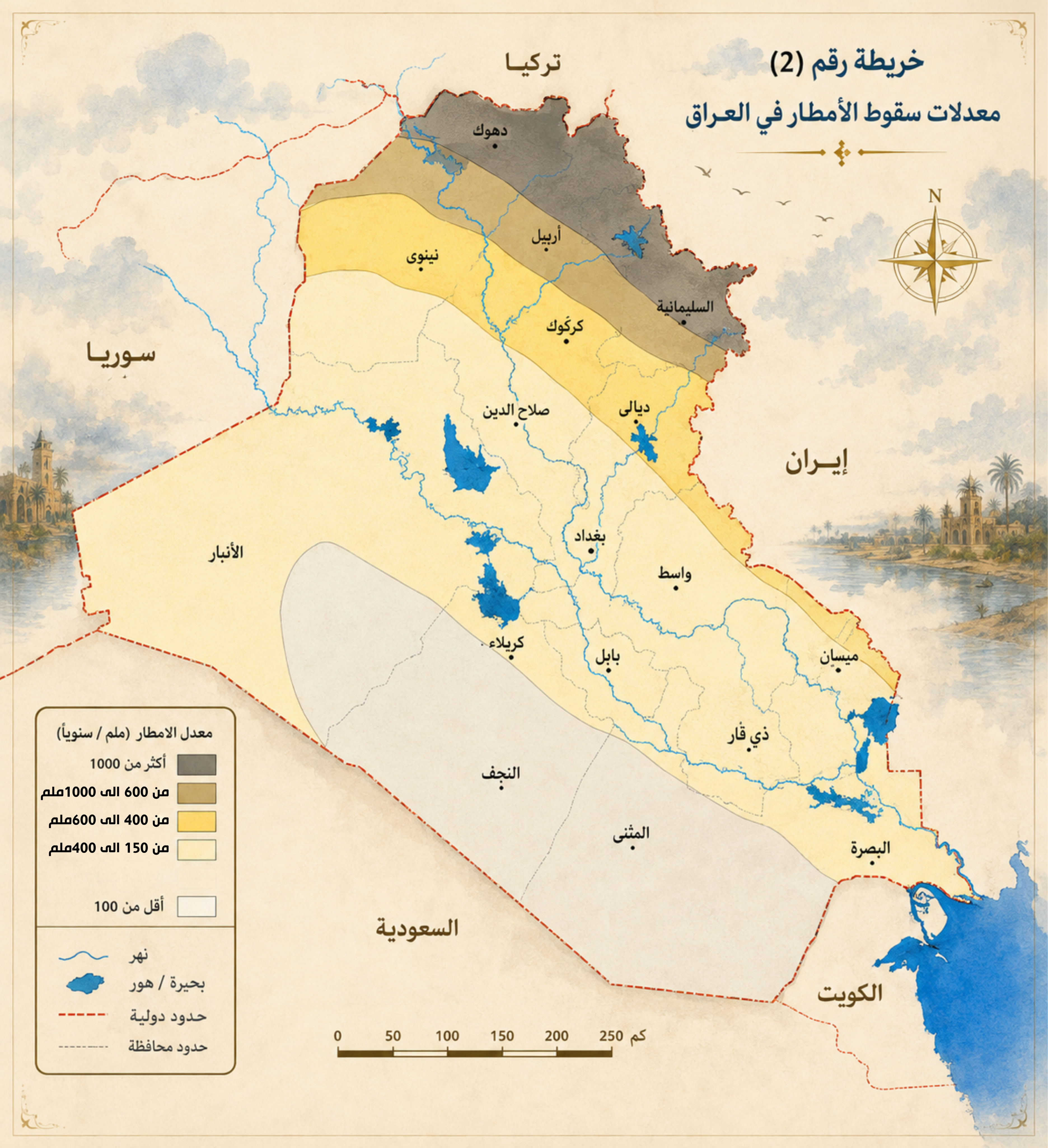 خريطة مناخ العراق ومعدلات الأمطار