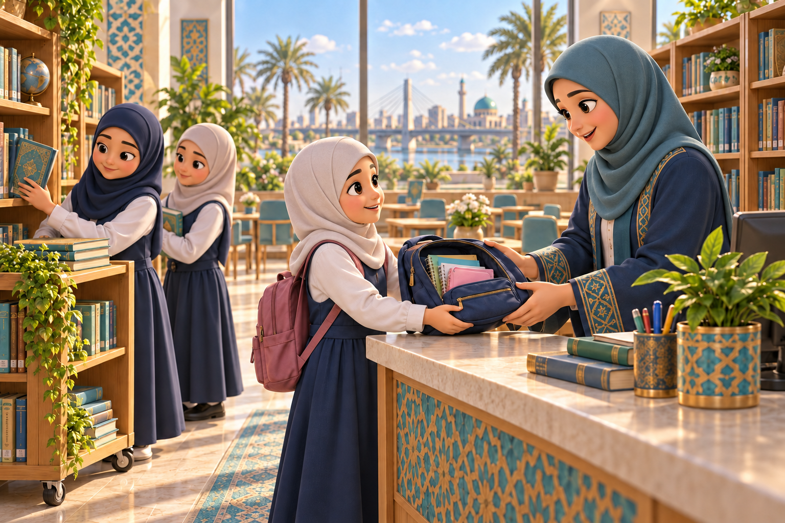 طالبة تعيد حقيبة مدرسية تعبيراً عن الأمانة